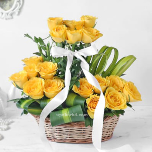 Yellow Roses in Basket