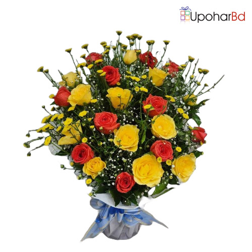 Yellow and Red Mixed Roses