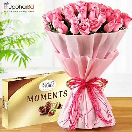 send chocolate and flower bouquet through online in bd. - Stunning Pink ...